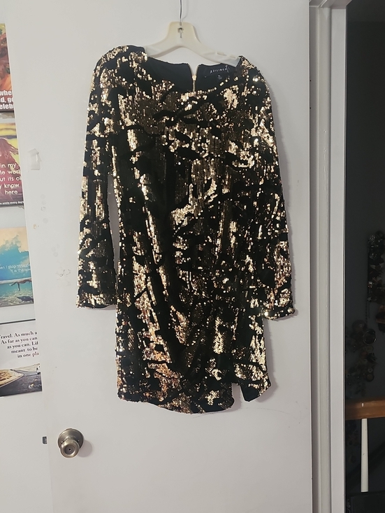 Zilingo Dresses & Skirts - Alluring Black & Gold Sequin Mini Dress by Zilingo